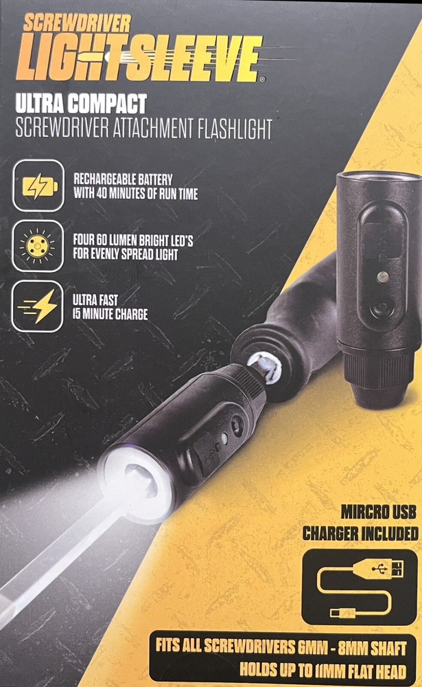 Screwdriver LightSleeve Flashlight Attachment for YOUR Screwdriver