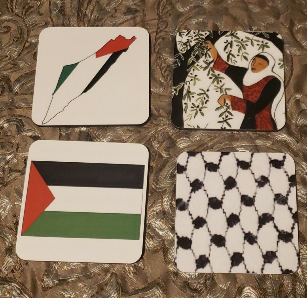 Palestinian coasters, 4 piece set, cork, Submilated, printed