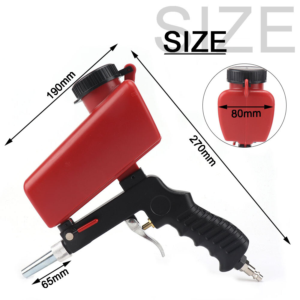 Handheld Gravity Feed Pneumatic Sandblasting Gun Sand Blaster Spray Remove Tools