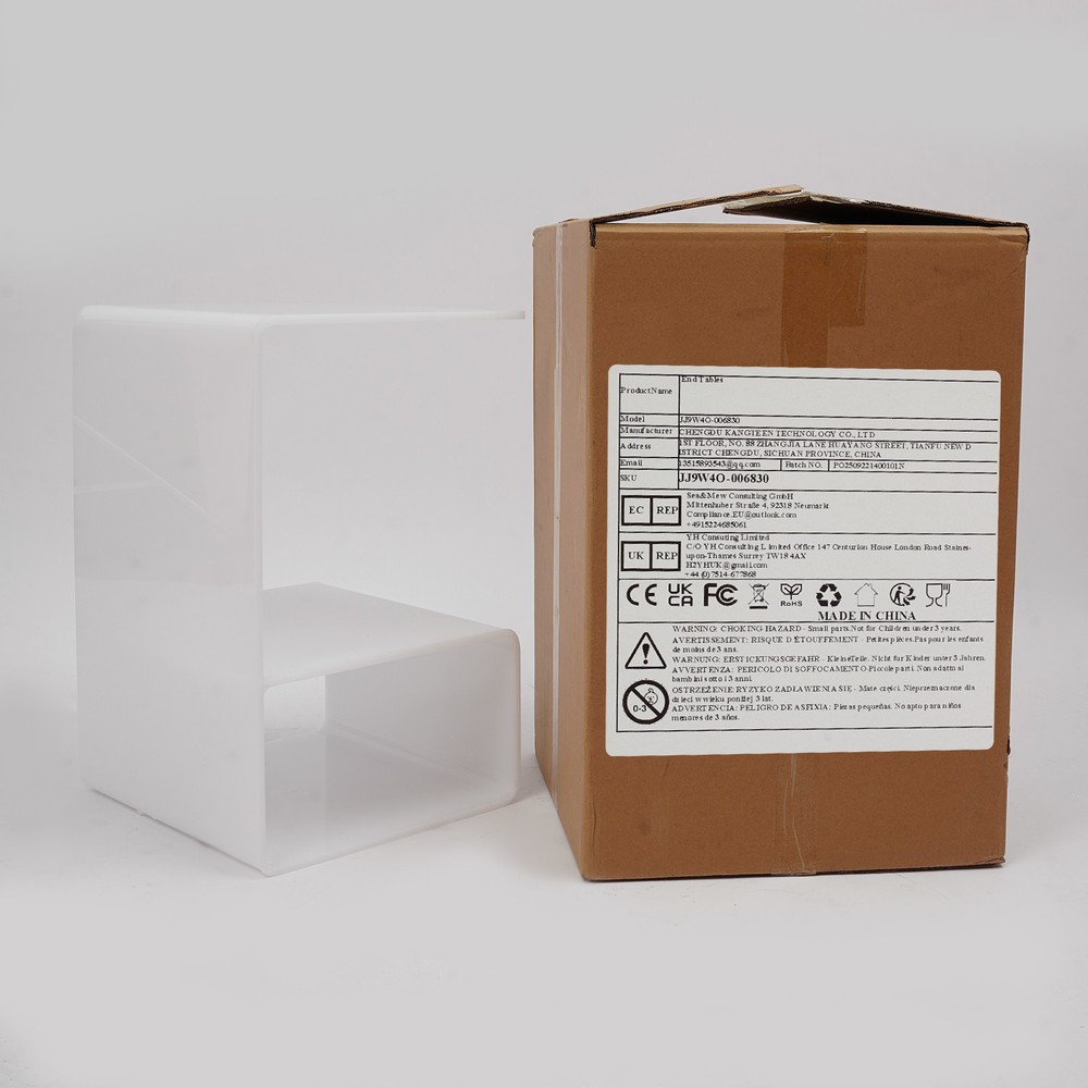 White End Table Acrylic Side Tables Free Standing Bedside Table No Assembly