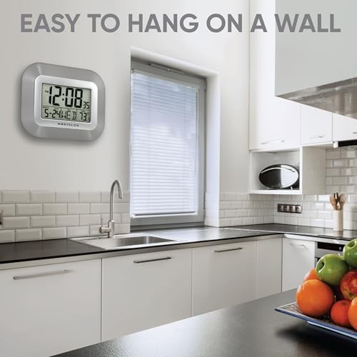 Large Digital Wall Clock with Date, Day & Temperature – Battery Operated