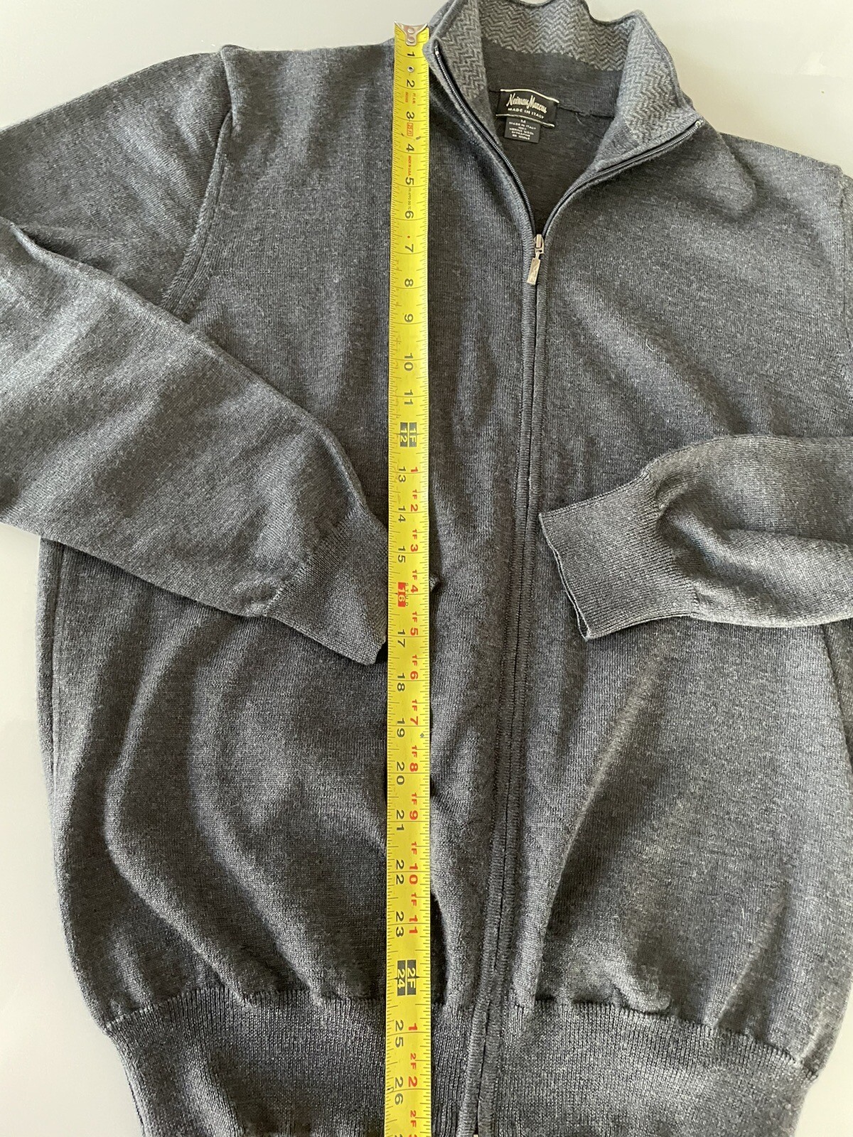 Neiman Marcus Men's 100% Wool Full-Zip Jacket Sweater