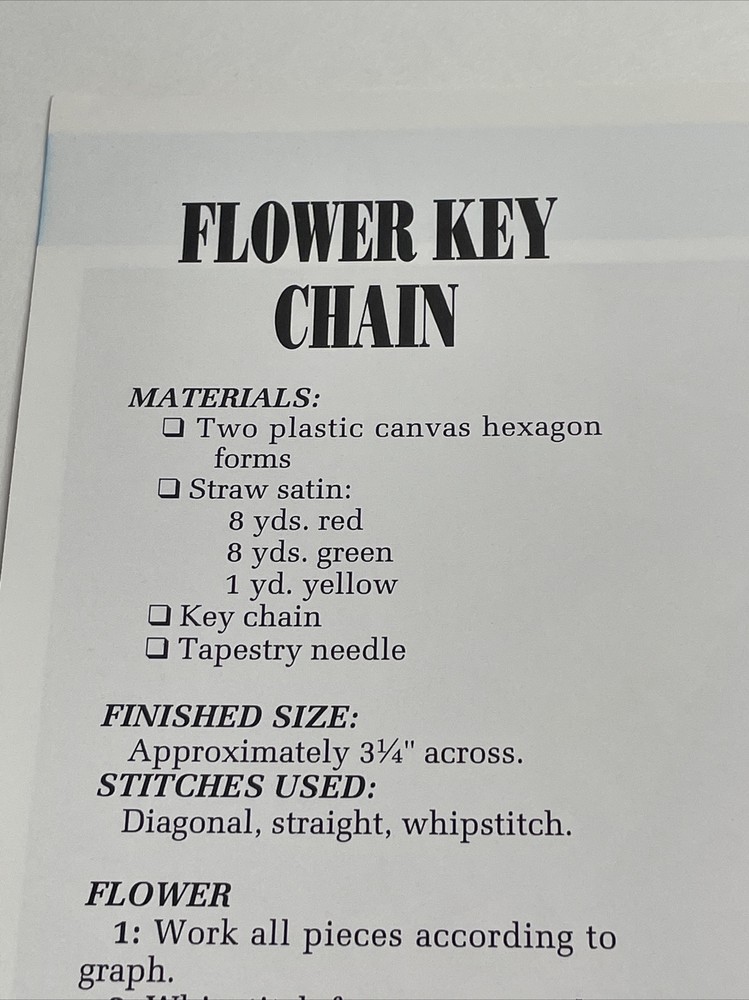 Annie's Attic Raffia Keychains Flower Butterfly Plastic Canvas Pattern