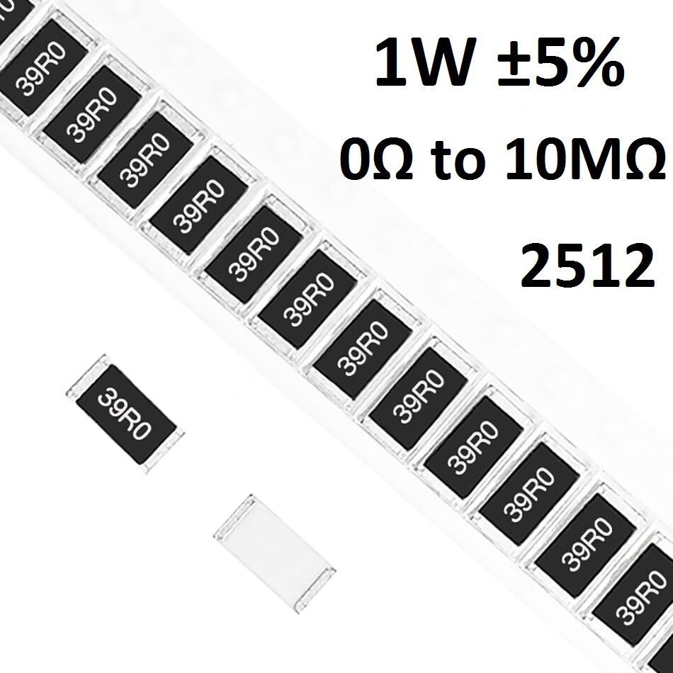 1W Chip Resistance ±5%- Range of 0Ω to 10MΩ 2512 SMD/SMT Resistors