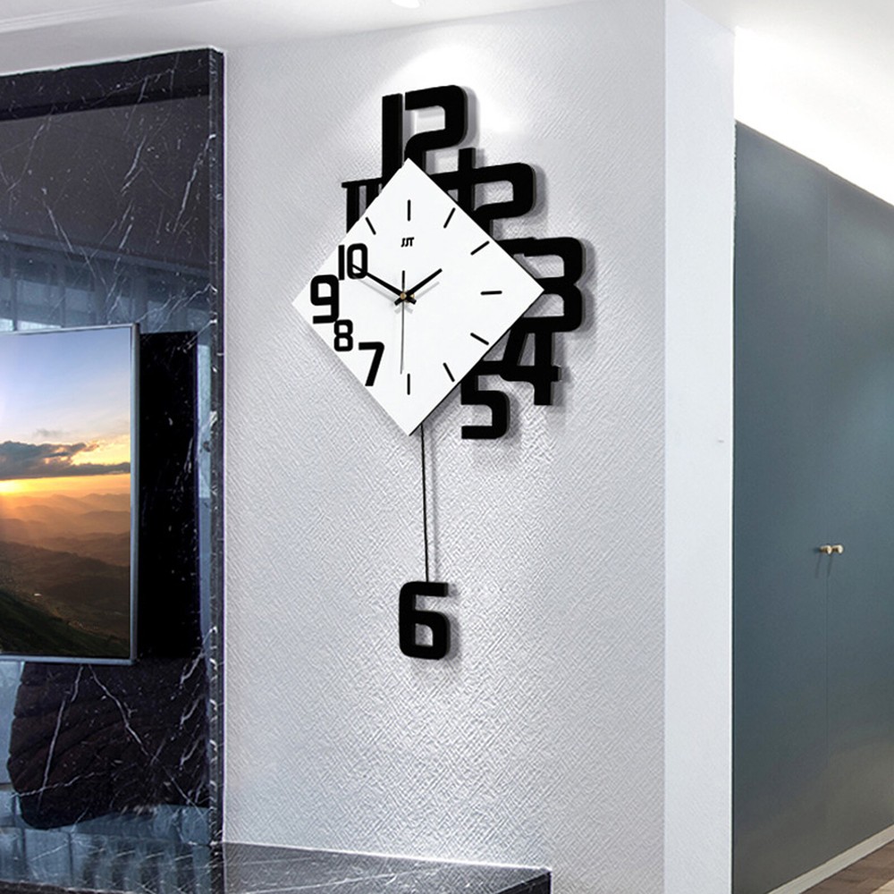 Modern Style Swing Wall Clock Circular Pendulum Clock Study Living RoomDecoraton