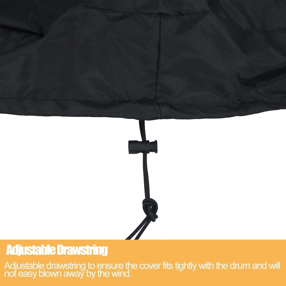 Stretchable 55 Gallon Drum Cover with Secure Drawstring - Ideal for Rain Barrels