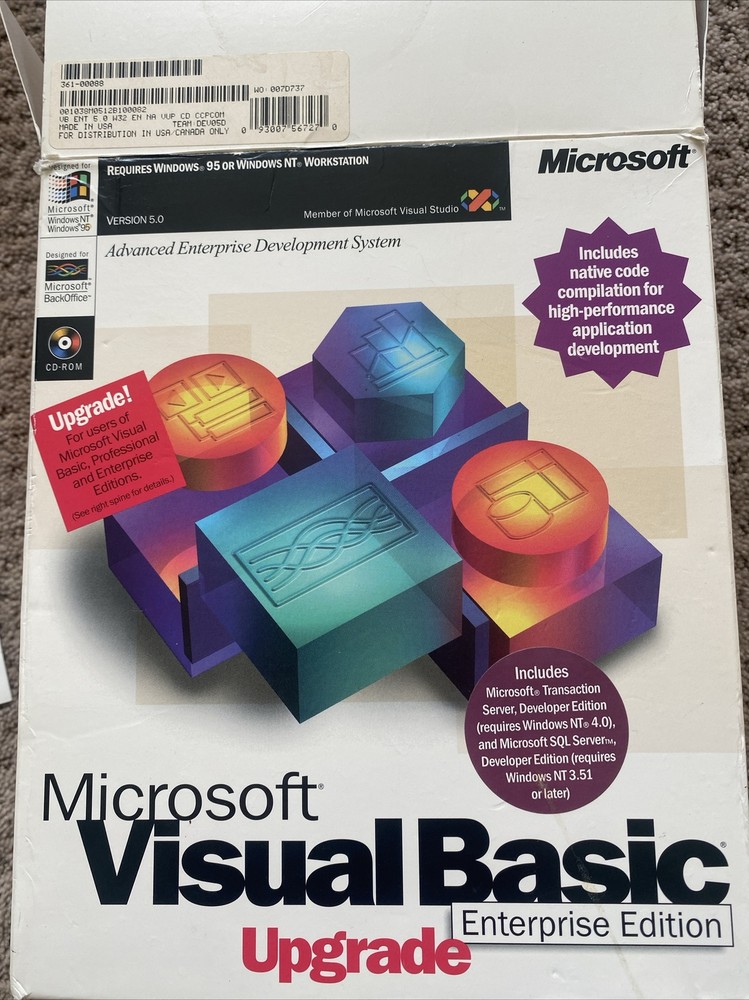 Microsoft Visual Basic 5.0 Enterprise Edition Upgrade with CD keys.