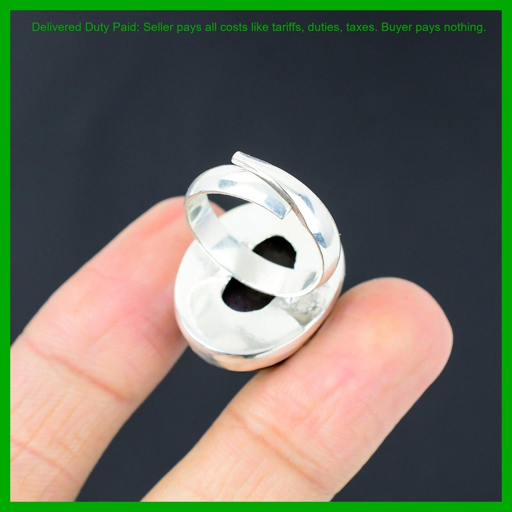 Purple Fire Labradorite Gemstone Sterling Silver Birthday Stackable Elegant Ring