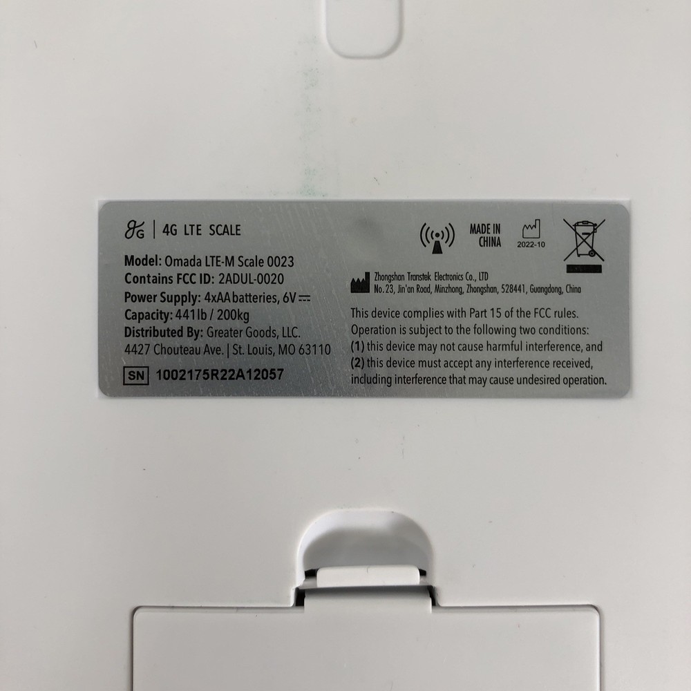 OPEN BOX OMADA DIGITAL WEIGHT SCALE MODEL#LTE-M SCALE 0023
