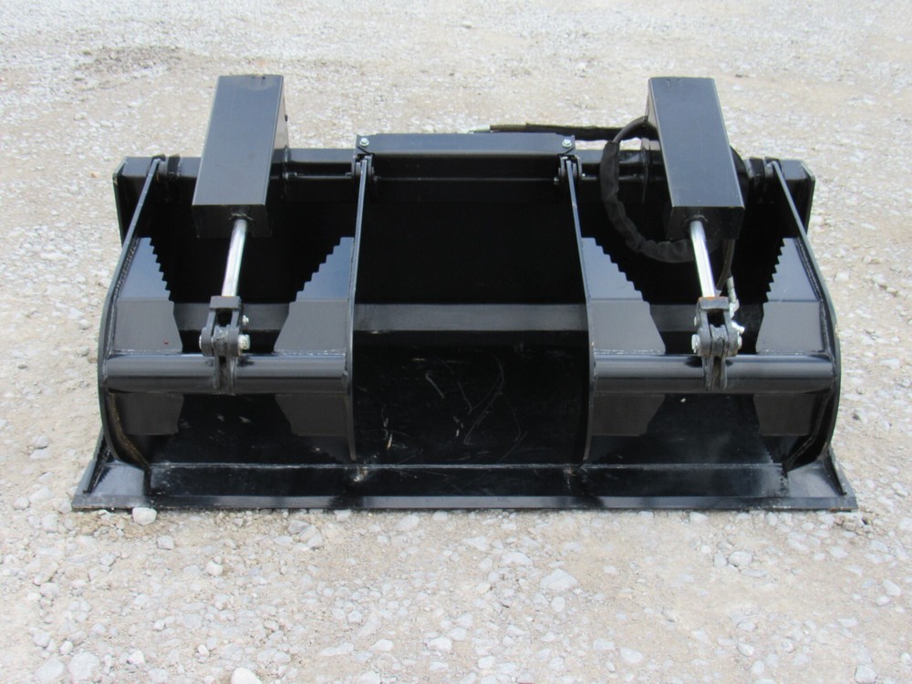 60" Solid Bottom Grapple Grease & 48" Full Guard Pallet Forks Combo Quick Attach
