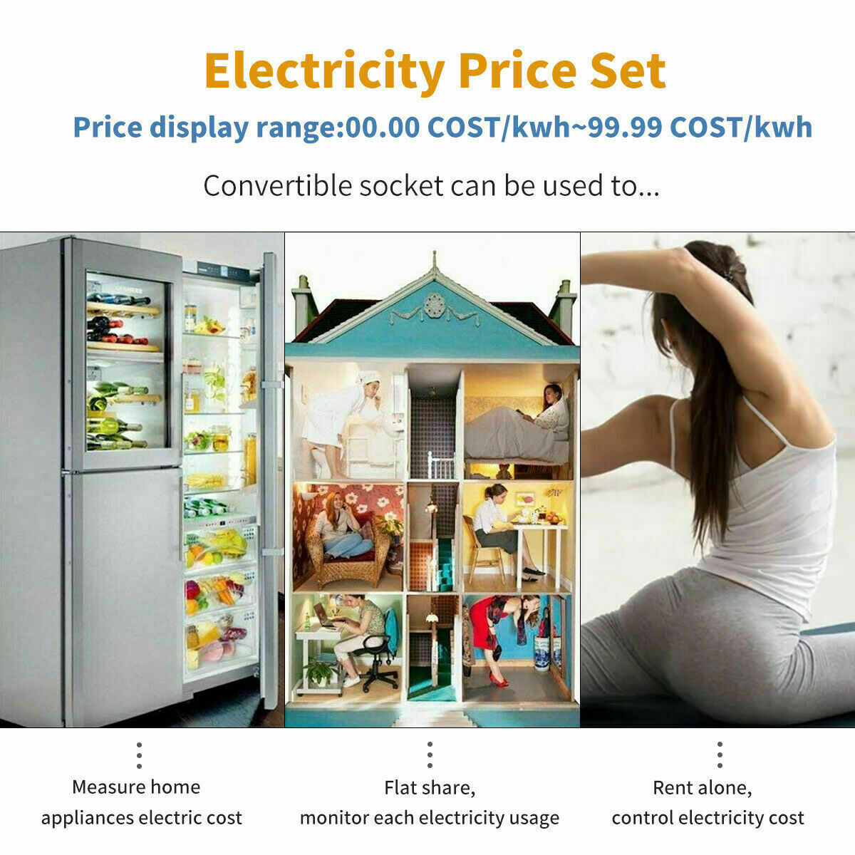 LCD Power Meter Consumption Energy Analyzer Watt Amps Volt Electricity Monitor