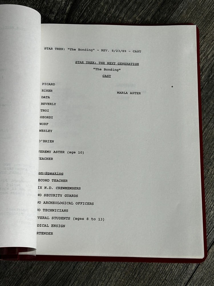 STAR TREK Script The Next Generation The Bonding Revised Final Draft Aug 23 1989