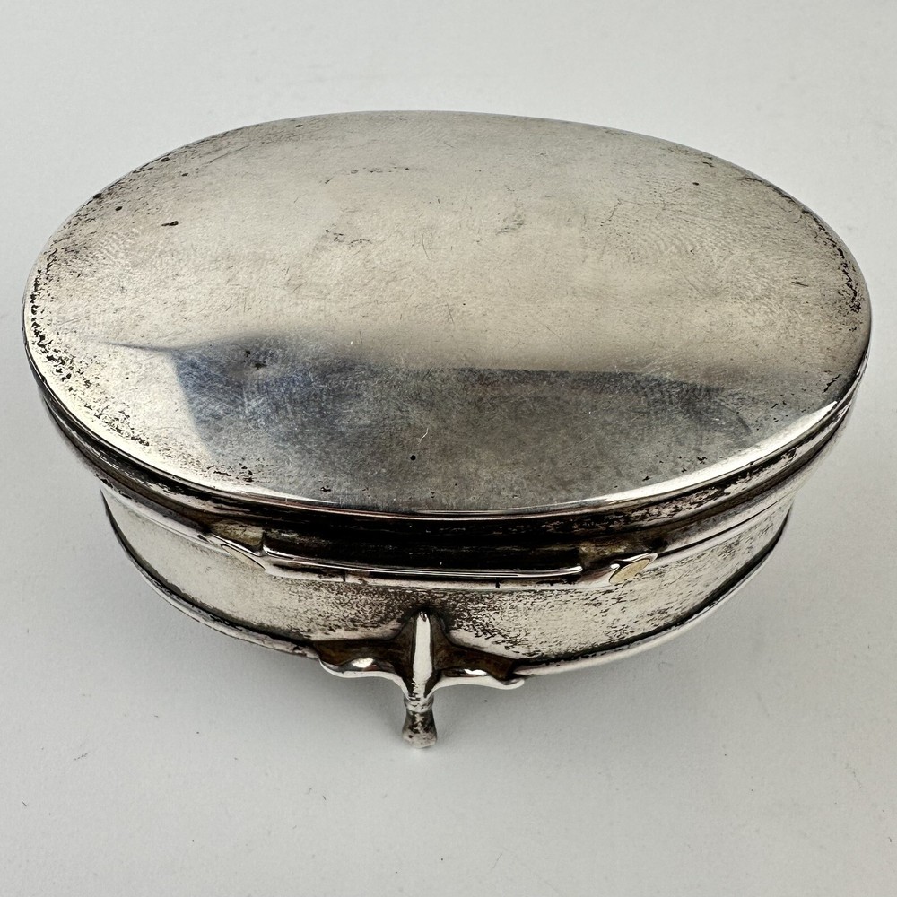 Antique Solid Silver Jewellery Box Saunders & Shepherd 1918 7cm