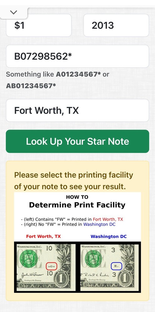 🌟 Star Note 2013 B Duplicate Serial ERROR B07298562* Fancy Number $1 FW