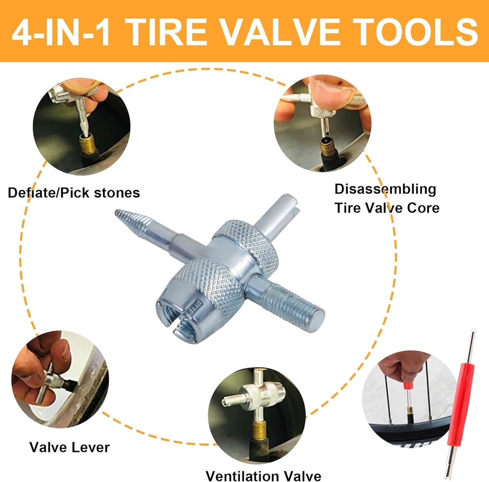 Quick Change Tire Valve Tool Kit , Tire Valve Stem Core Quickly Replacement Tool