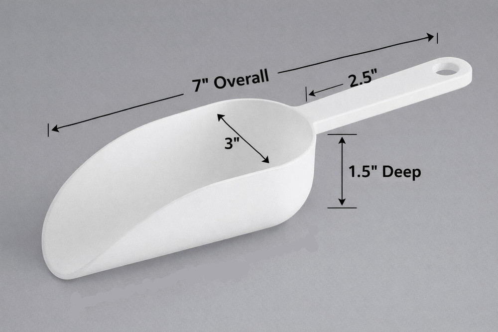 Scoops, Plastic White Small Scoop 2PCS 7" length