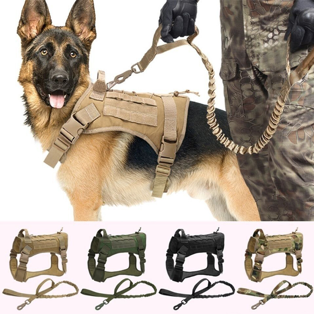 Tactical Dog Harness with Handle Large Military Working Dog Vest for Training