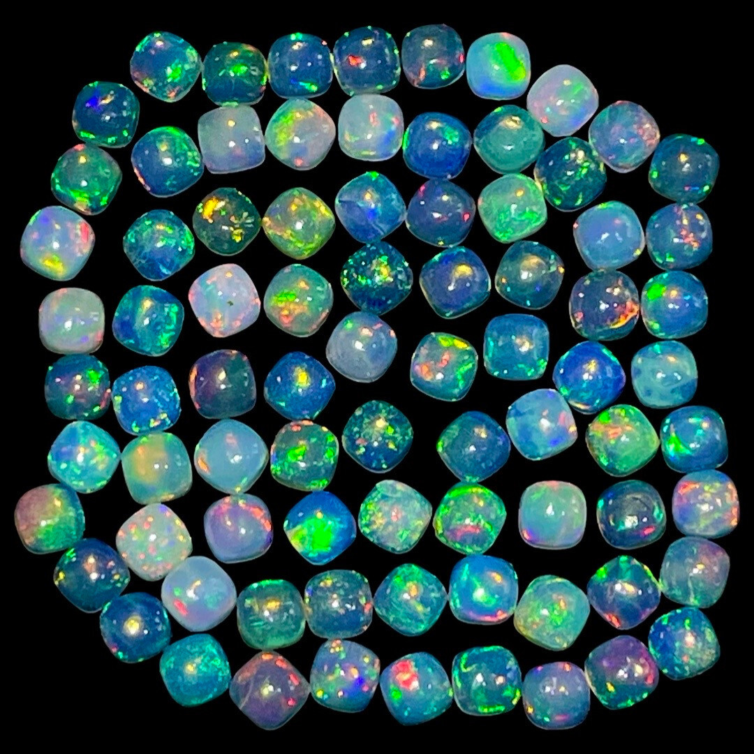 20 Pcs Natural Opal 4mm Cushion Flashy Untreated Loose Cabochon Gemstones Lot