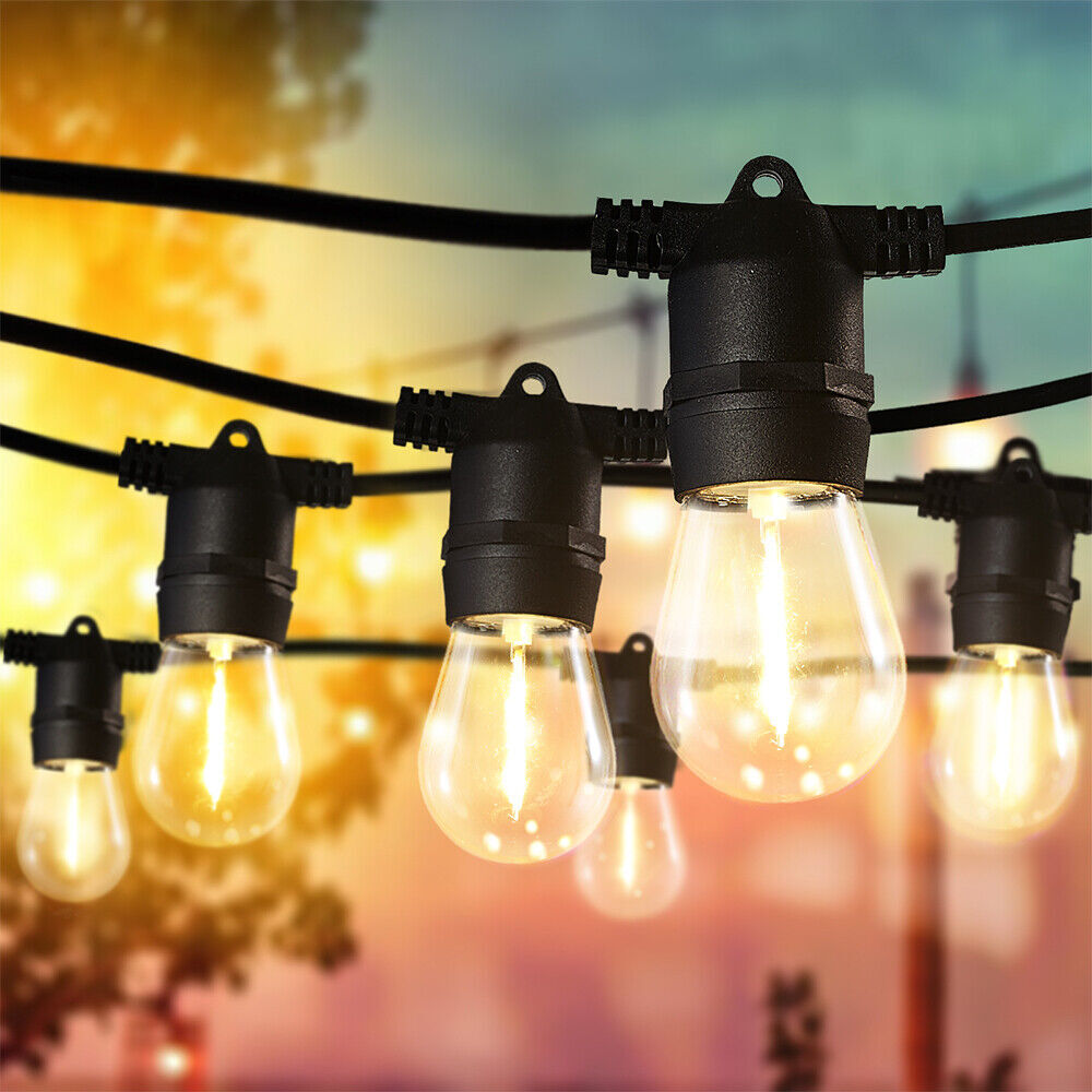 48FT LED Outdoor String Lights Shatterproof Bulbs Commercial Patio Party Garden