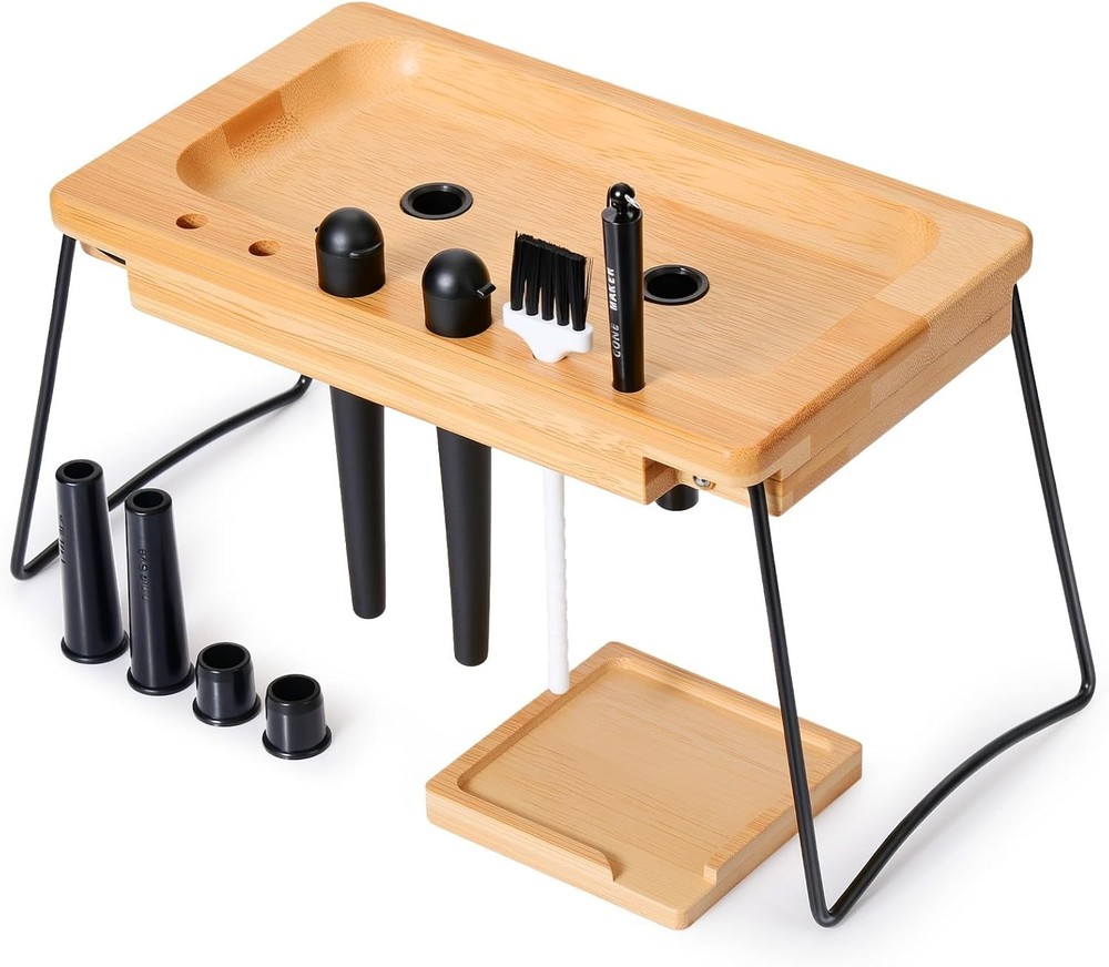 Wooden Rolling Tray with Cone Loader, Foldable Rolling Tray Set for King Size &