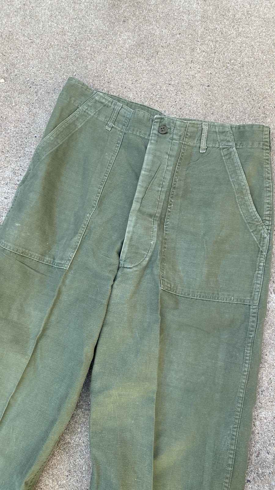 Vintage OG-107 Pants Fatigues 50s 60s Button Fly 32x31 Chopped Military Army