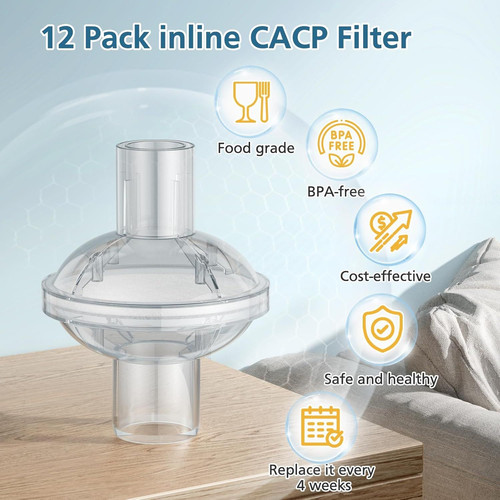 12-pack CPAP Inline Filter, Universal Filter Compatible
