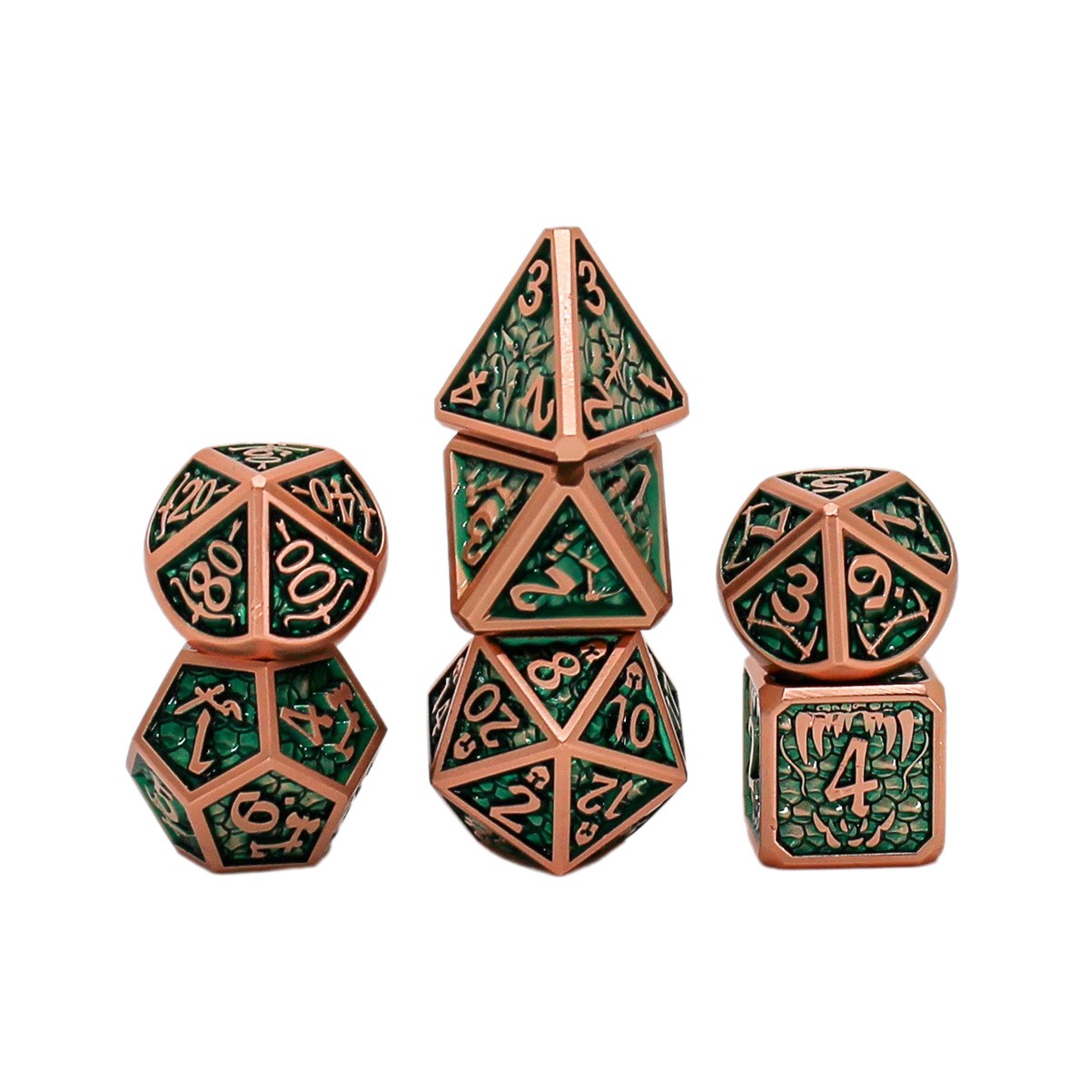 Seven Seas Pirates Metal Green and Copper Dice Set with Display Box