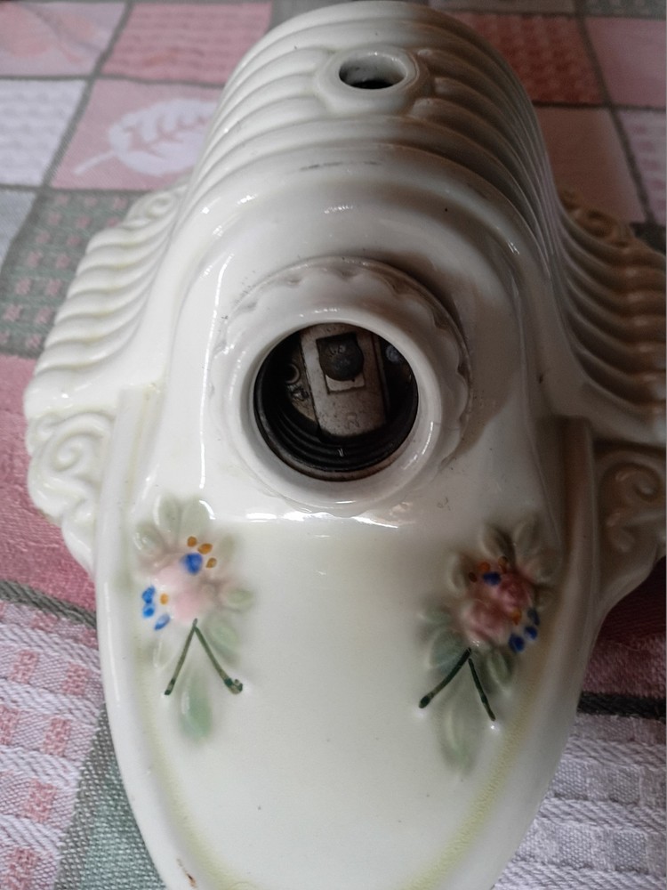 Antique Ceramic Double Bulb Wall Light Fixture NICE!