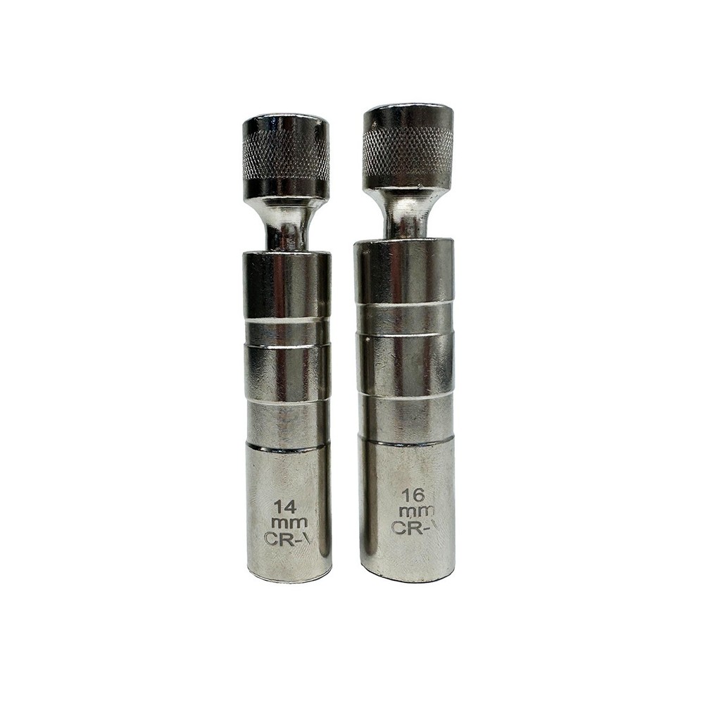 14mm & 16mm Thin Wall Magnetic Swivel Spark Plug Socket 12-Point Removal Tool