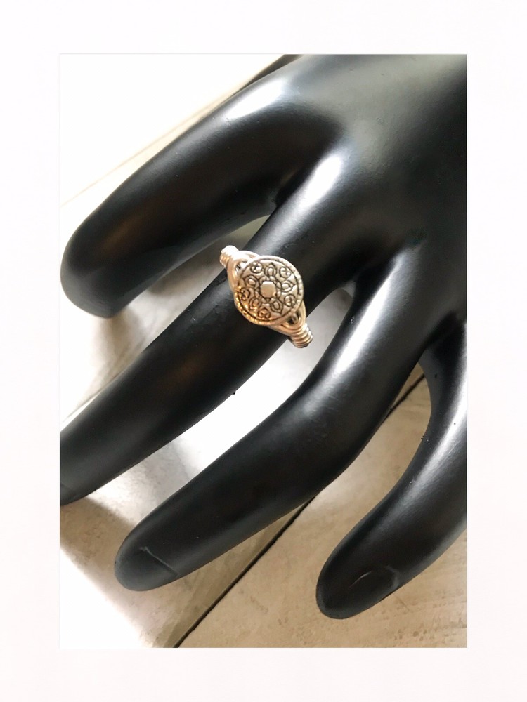 Silver Flower Wire Wrap Ring, Size 7