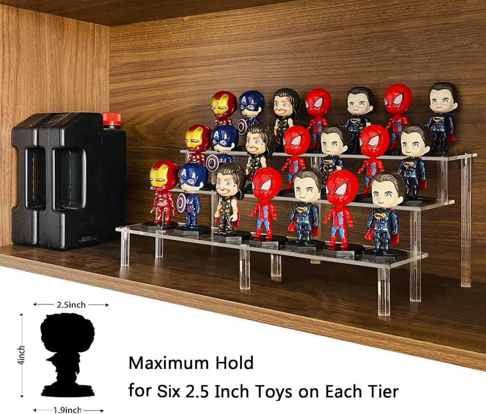 15 3/4 Inch Acrylic Riser Display Shelf,3 Tier Display Riser for Figures Display