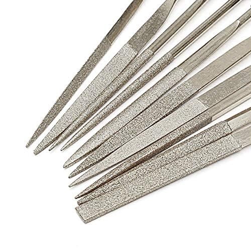 10pc Mini Diamond Metal Files Set - Micro Round Needle, Triangular Square