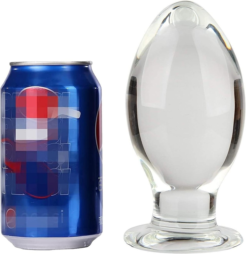 Extra Large 5.5 Inch Glass Butt Plug Clear Smooth Surface for Temperature Play
