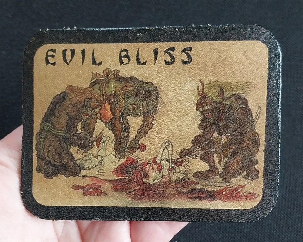 EVIL BLISS Leather Vest Motorcycle Jacket Hat Leather BIKER Patch