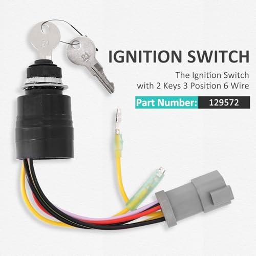 Ignition Switch 129572 with Keys 3-Position 6-Wire Connectors Compatible with