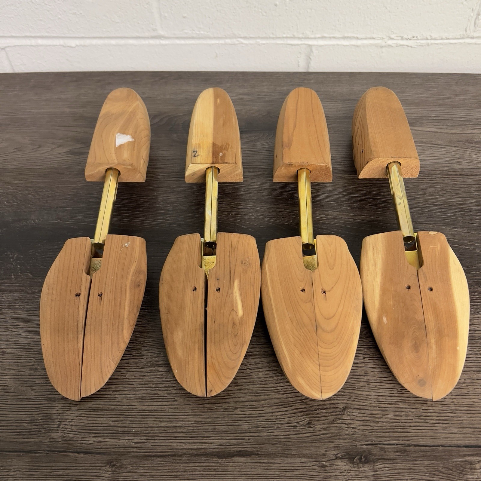 Vintage Florsheim Large Travel Tree Shoe Keepers Stretchers Cedar Wood 2 Pr