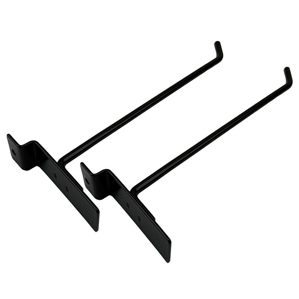 8" Slatwall Hook Panel Display Hooks, 1/4" Thickness Metal, Black - PACK 24