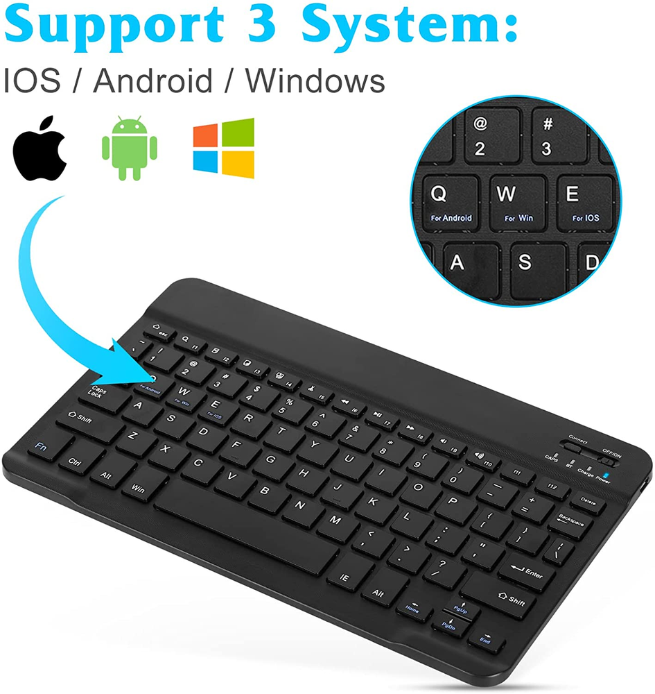 Wireless Rechargeable Bluetooth Keyboard and Mouse Combo Ultra Slim Full-Size