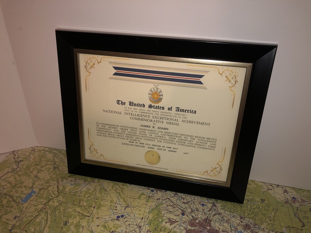 NATIONAL INTELLIGENCE EXCEPTIONAL ACHIEVEMENT COMMEMORATIVE CERTIFICATE Type-1