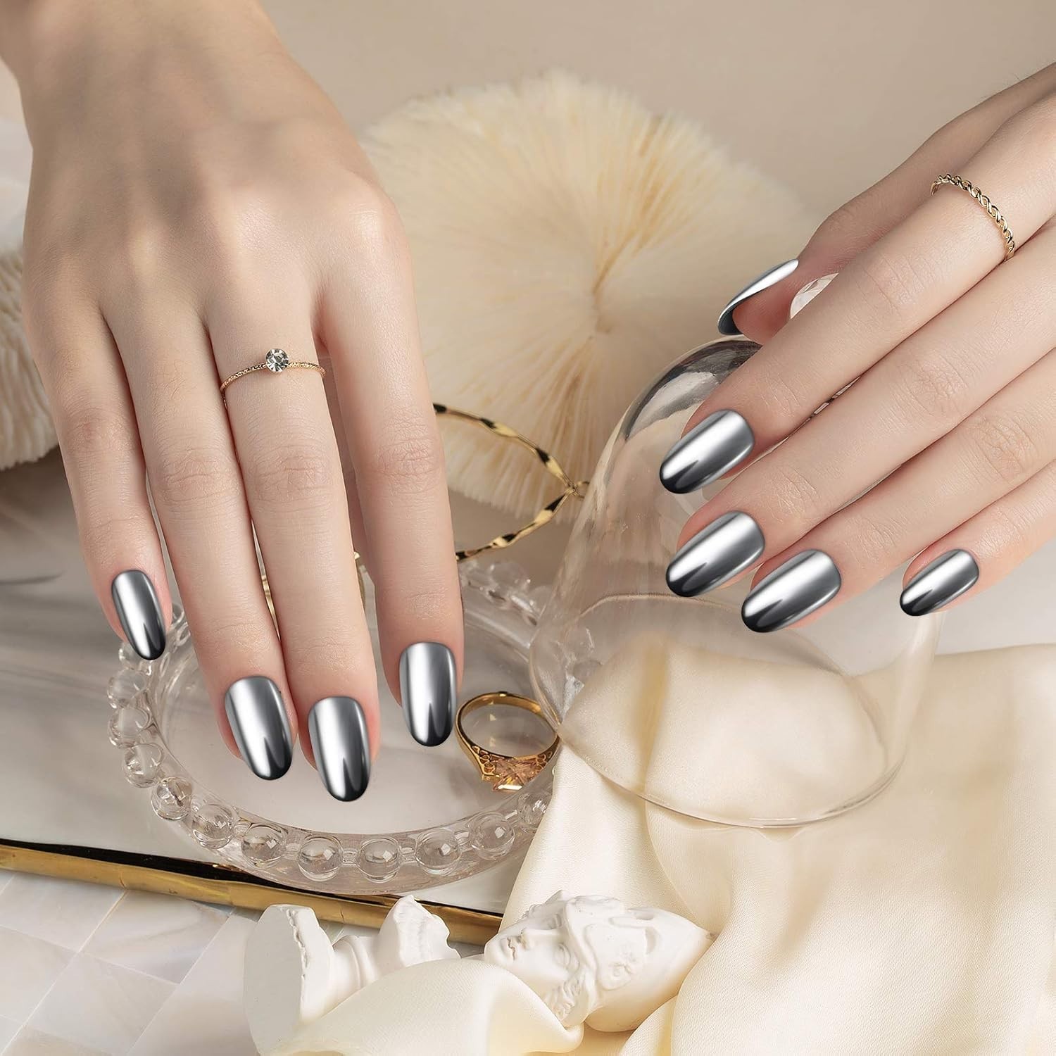 Metallic Chrome Nail Powder Collection - 16 Colors for Elegant Nail Decoration