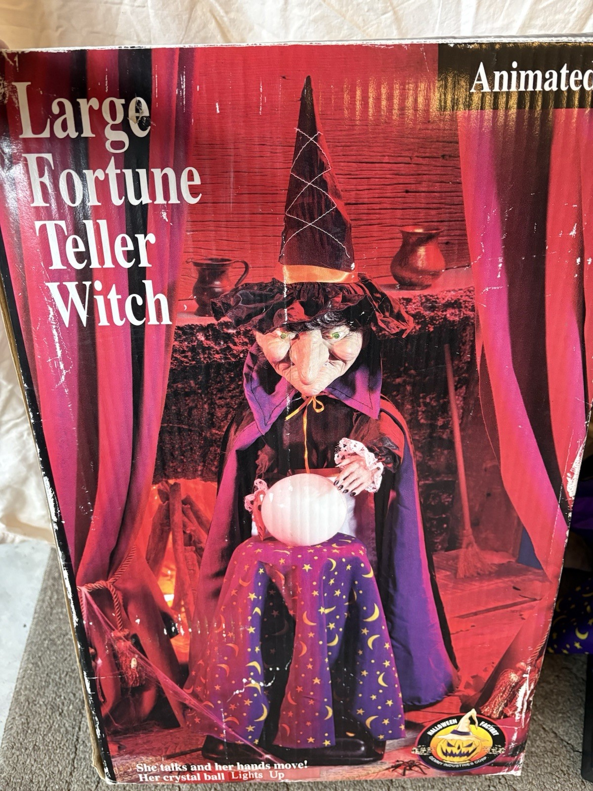 Gemmy Halloween Large Fortune Teller Witch Animated Electric Talks Hands Move26"
