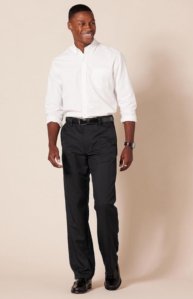 NWT Amazon Essentials Men Classic-Fit Expandable 34x34 Flat-Front Dress Pant