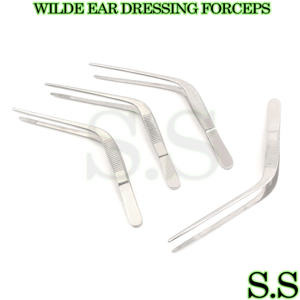 4 WILDE EAR DRESSING FORCEPS ENT SURGICAL INSTRUMENTS