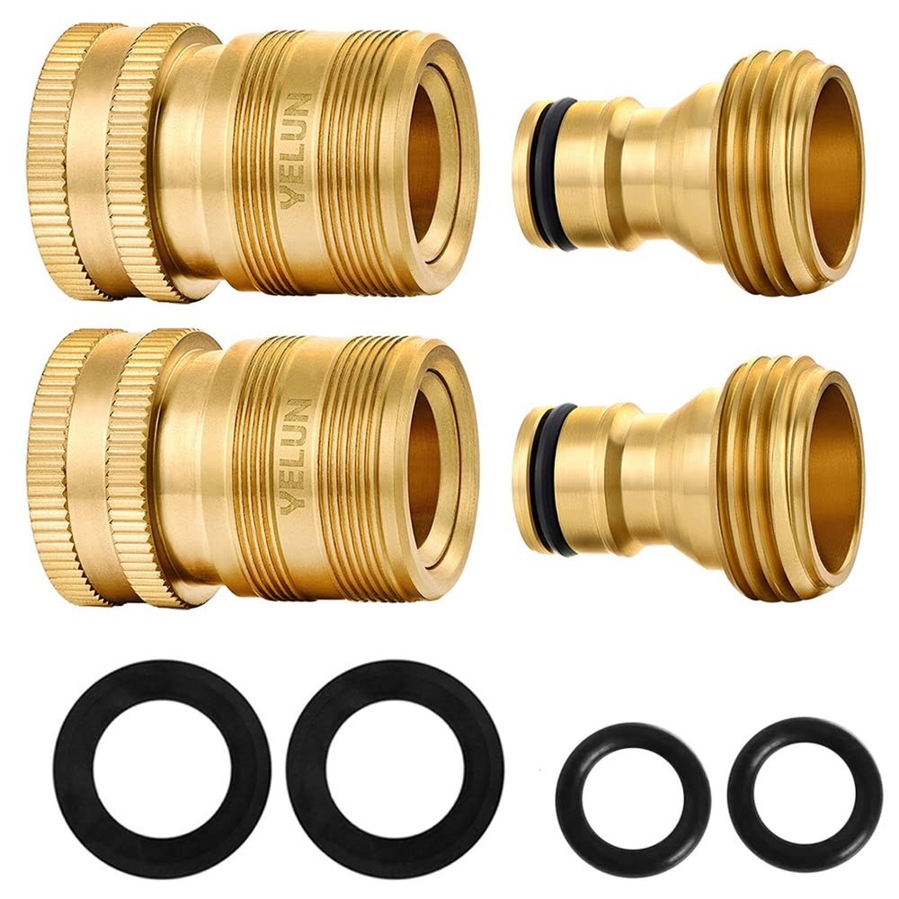Garden Hose Quick Connect Solid Brass 3/4 inch GHT Internal Thread Quick Conn...