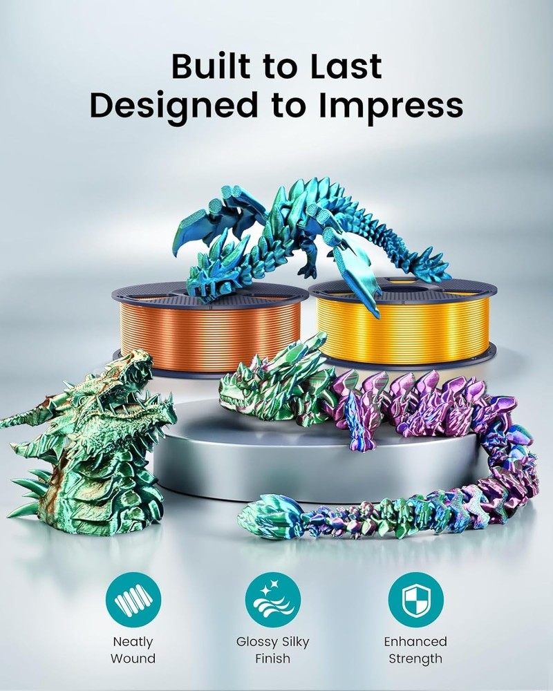 SUNLU Silk PLA+ Filament 1.75mm Multicolor , Silky Glossy PLA Plus 3D Printer...