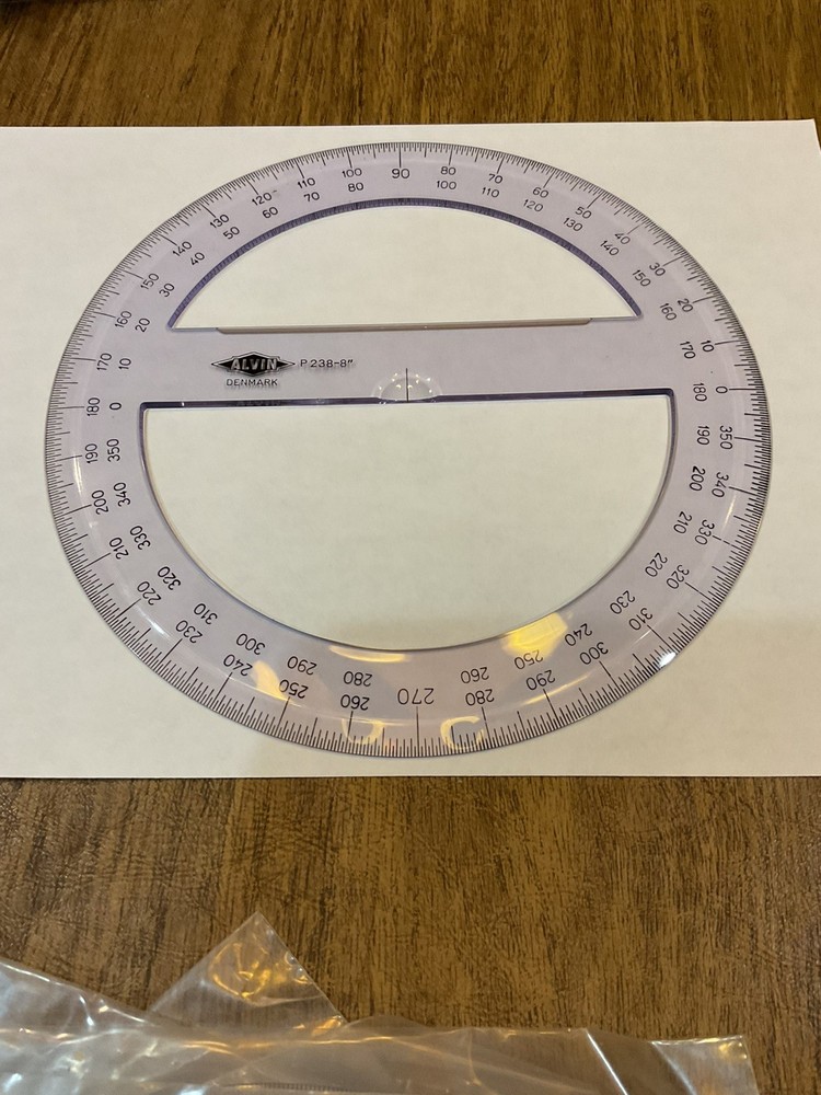 Alvin P238 - 8" inch NOS Circular Arc Protractor Plotter Made in Denmark