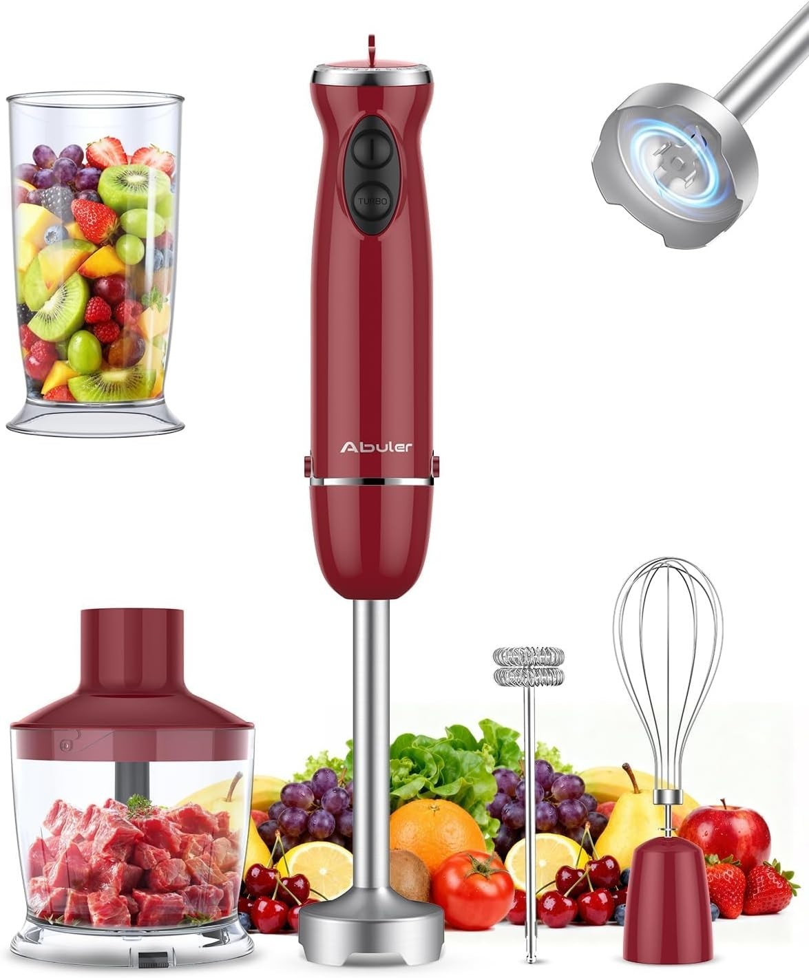 1000W Hand Blender - 12-Speed Kitchen Tool with Versatile Attachments