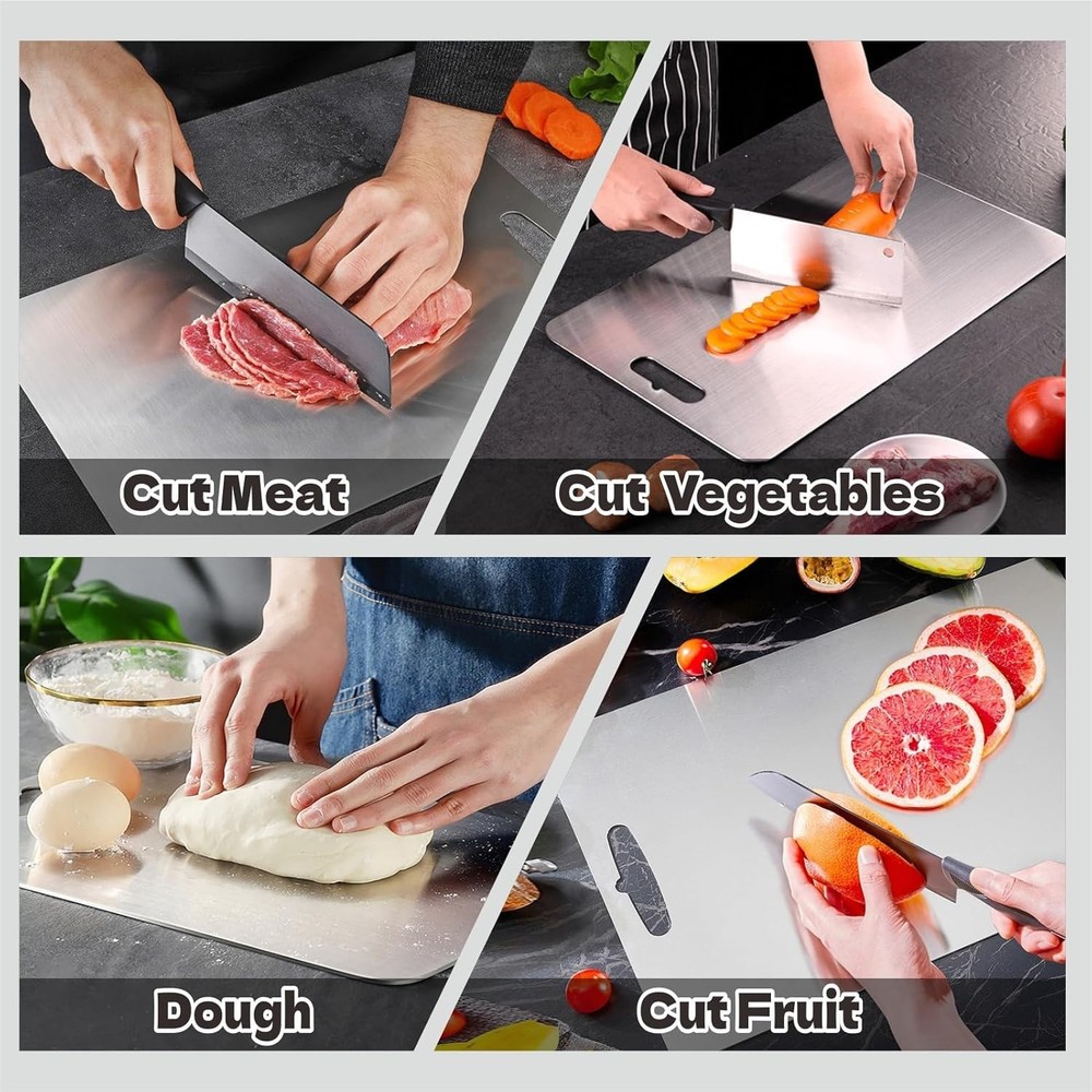 Titanium Cutting Board Set 3-Pack, Pure Titanium Double-Sided Boards