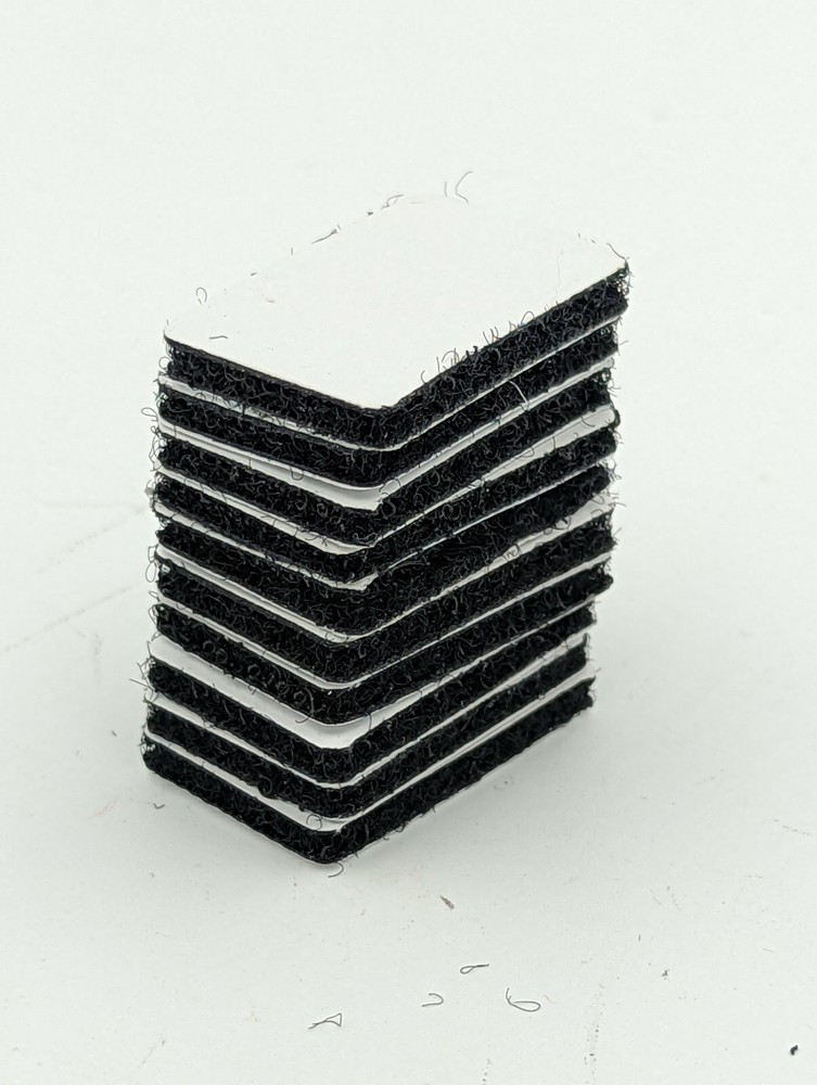 Hook and Loop Strip Square Adhesive Sticky Back Fastener BLACK 25 Sets