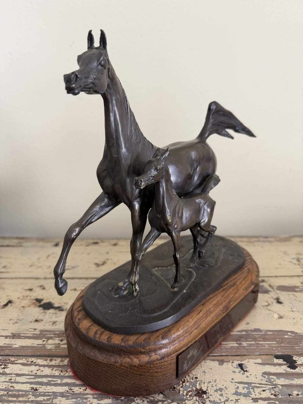 JILL McKINNEY 2005 Arabian Mare & Foal Bronze Horse Sculpture Dressage Trophy
